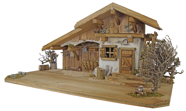 Stimmungsvolle Weihnachtskrippe Reichenschwand - inkl. 12 tlg. Figurensatz K 007 Maße: Krippe ca. 80 x 40 x 36 cm